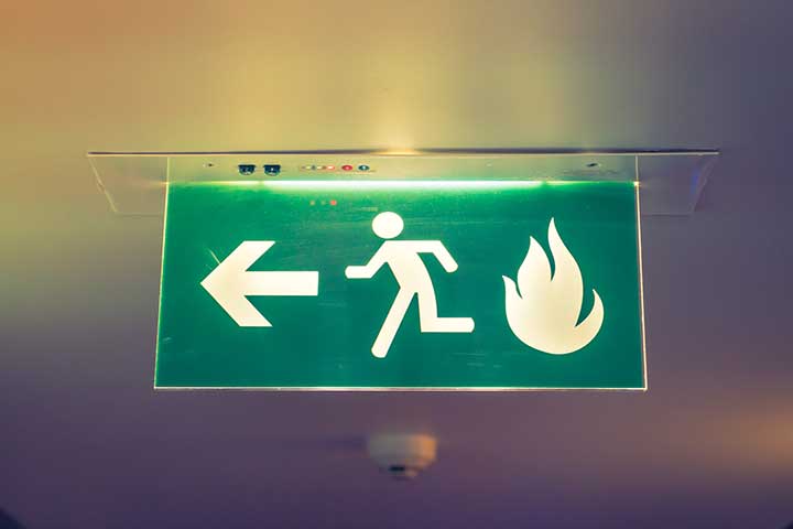 Fire exit in an emergency